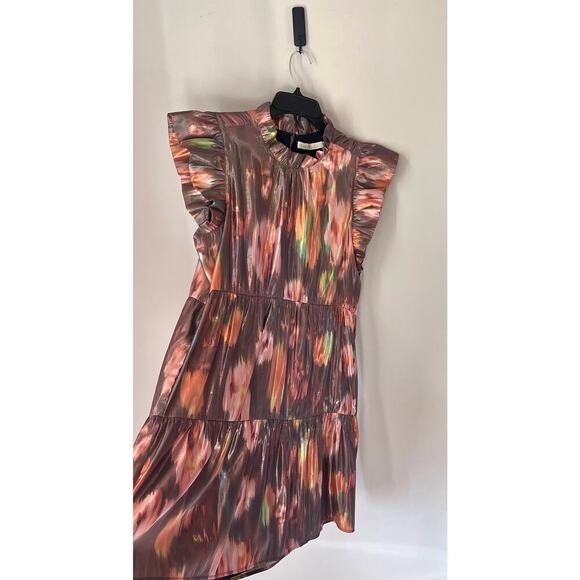 Shimmery Marie Oliver Metallic Tiered Taren Dress in Sapphire Size Large - Picture 8 of 17